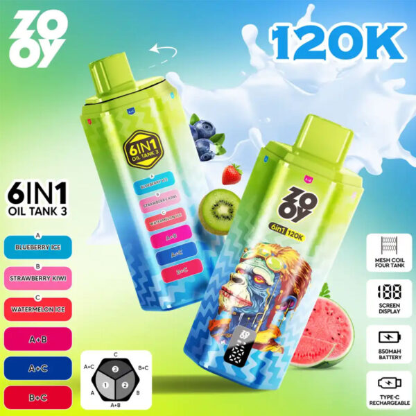 ZOOYVAPE 6IN1 120Kpuffs Free shipping